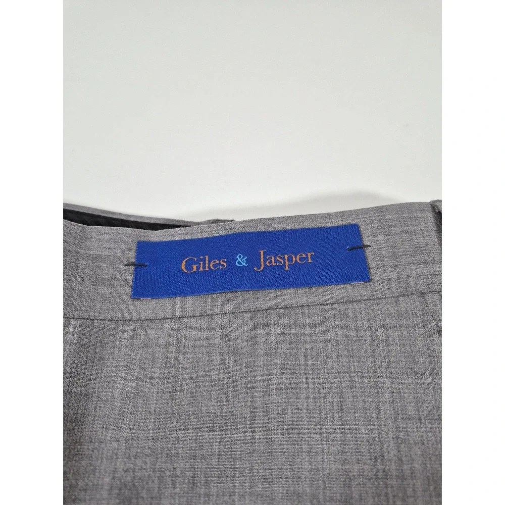 Giles & Jasper Dress Pants Mens 44x36 Gray Wool Stretch Flat Front Unhemmed NWT